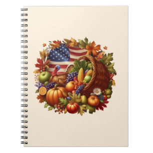 USA/American/Thanksgiving turkey wreath Notebook