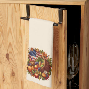 USA/American/Thanksgiving turkey wreath Tea Towel