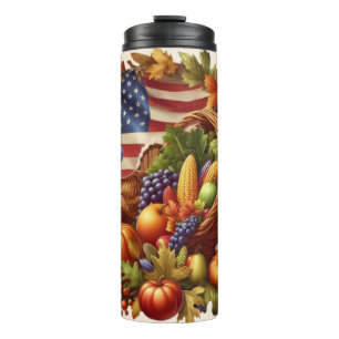 USA/American/Thanksgiving turkey wreath Thermal Tumbler