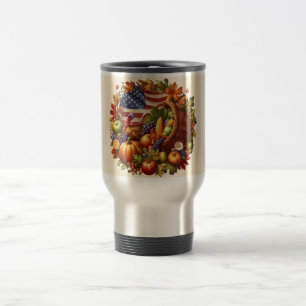 USA/American/Thanksgiving turkey wreath Travel Mug