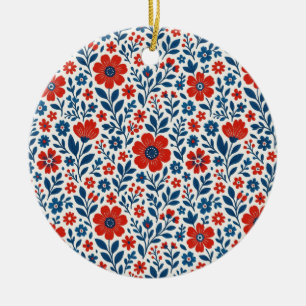 USA/American themed floral pattern Ceramic Tree Decoration