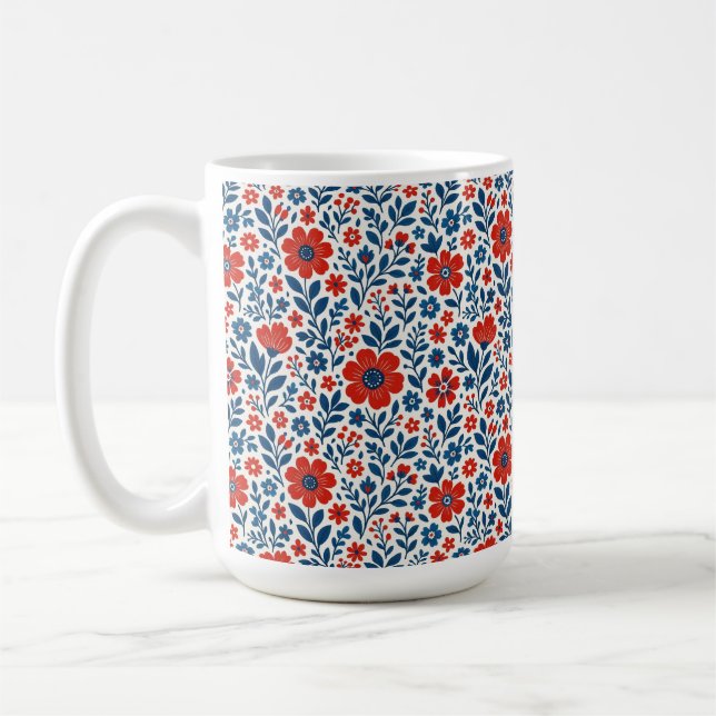 USA/American themed floral pattern Coffee Mug (Left)