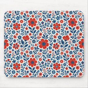 USA/American themed floral pattern Mouse Mat