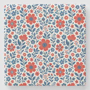 USA/American themed floral pattern Stone Coaster