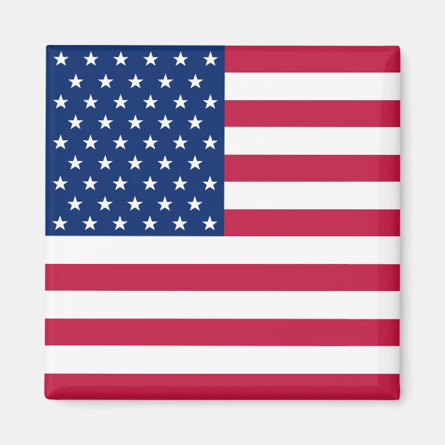 USA American US Flag 4th July Square Fridge Magnet (Front)