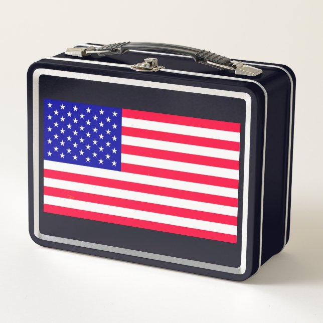 USA American US Flag Black Lunch Boxes (Front)