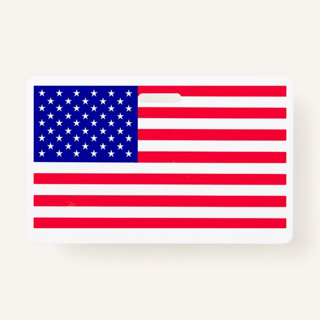 USA American US Flag Horizontal Badge ID Badge (Front)