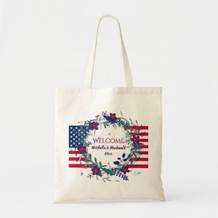USA AMERICAN WEDDING WELCOME Destination Floral Tote Bag