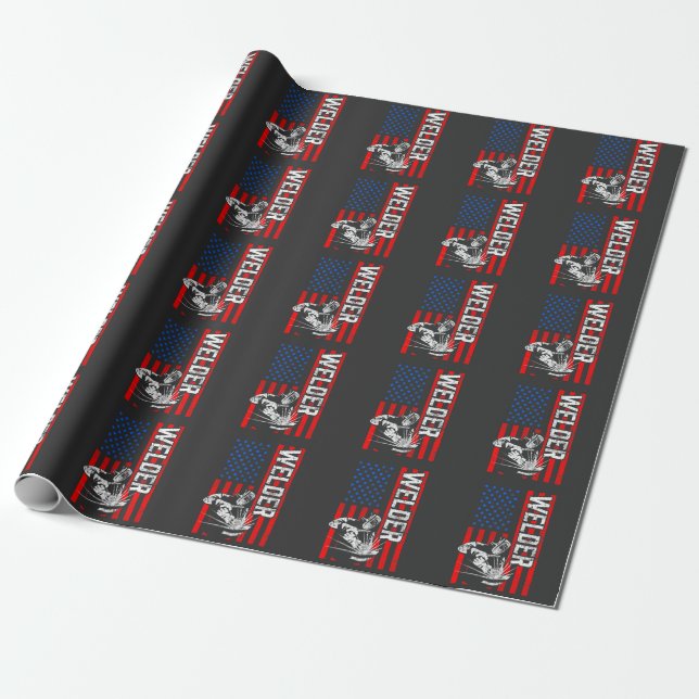 USA American Welder Proud Husband Wrapping Paper (Unrolled)