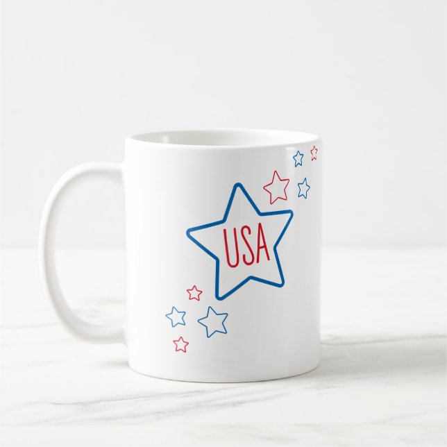 Usa Americana Fourth Of July Shooting Stars Coffee Mug (Left)