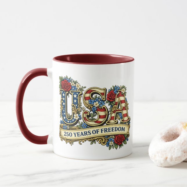 USA America's 250th Anniversary Mug (With Donut)