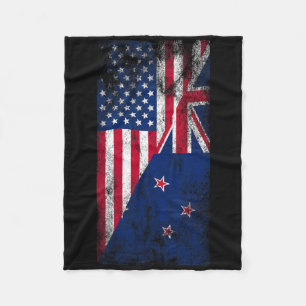 Usa &amp; New Zealand Flags - Us Of America Kiwi,  Fleece Blanket