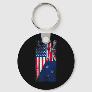Usa & New Zealand Flags - Us Of America Kiwi, Key Ring