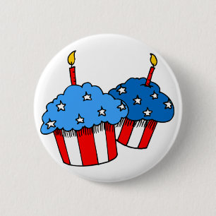 USA-An American Cupcake Birthday 6 Cm Round Badge