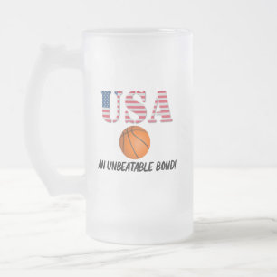 USA and Basketball - Unbeatable Bond! Frosted Glass Beer Mug