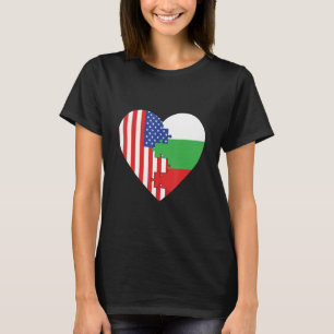 USA and Bulgaria Flags Heart T-Shirt