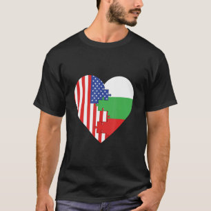 USA and Bulgaria Flags Heart T-Shirt