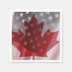 USA and Canada flags paper napkin