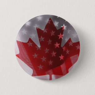 USA and Canada flags round button