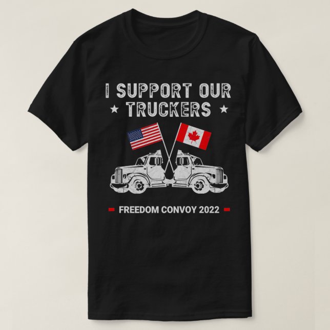 USA and Canada Support Our Truckers Premium  T-Shirt (Design Front)