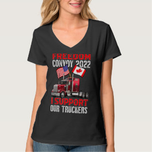 Usa And Canada Supports Our Truckers! Freedom Conv T-Shirt