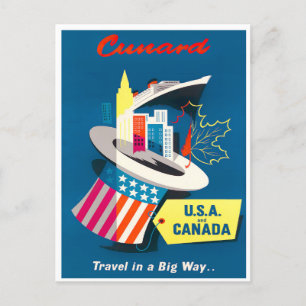 USA and Canada vintage travel postcard