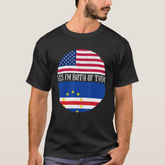 USA And Cape Verde Vintage Flags   Yes I'm Both Of T-Shirt