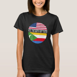 USA And Comoros Vintage Flags Yes I'm Both Of The T-Shirt