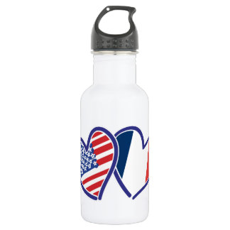 USA and France Love Hearts 532 Ml Water Bottle