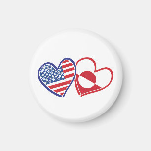 USA and Greenland Flag Hearts Magnet
