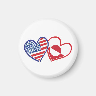 USA and Greenland Flag Hearts Magnet