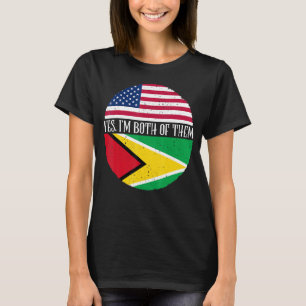 USA And Guyana Vintage Flags Yes I'm Both Of The T-Shirt