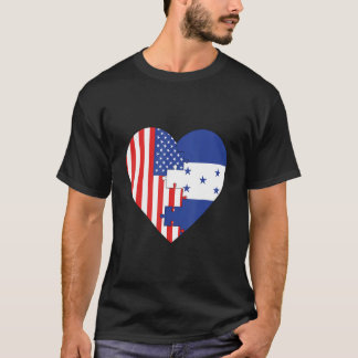 USA and Honduras Flags Heart T-Shirt