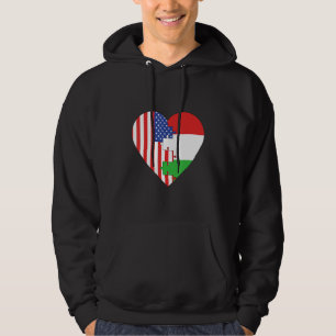 USA and Hungary Flags Heart Hoodie