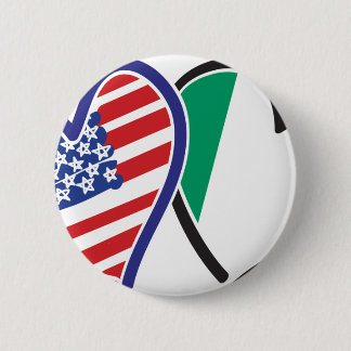 USA And Ireland Patriotic Love Hearts 6 Cm Round Badge