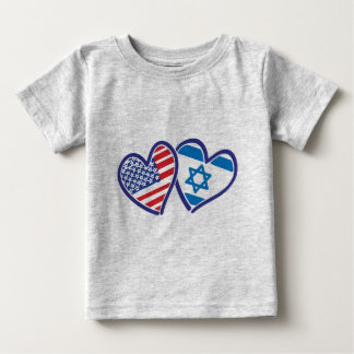 USA and Israel Heart Flag Baby T-Shirt