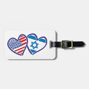 USA and Israel Heart Flag Luggage Tag