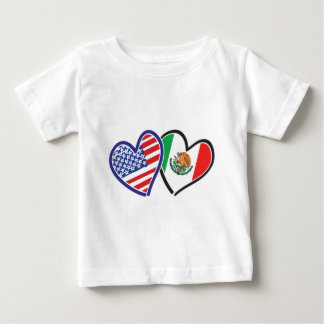 USA and Mexico Patriotic Flag Hearts Baby T-Shirt