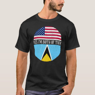 USA And Saint Lucia Vintage Flags  Yes I'm Both Of T-Shirt