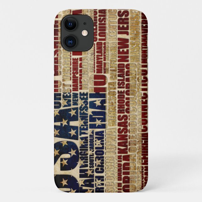 USA and their federal states in stars and stripes Case-Mate iPhone Case (Back)