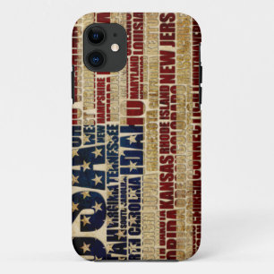 USA and their federal states in stars and stripes iPhone 11 Case