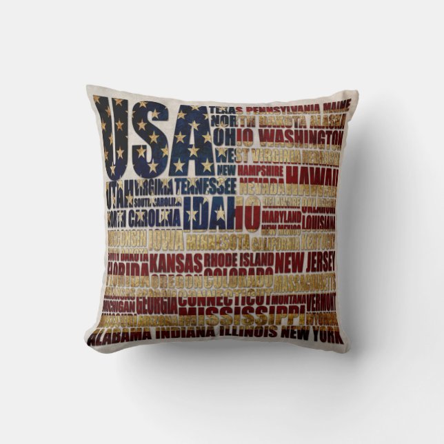 USA and their federal states in stars and stripes Cushion (Front)