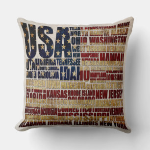 USA and their federal states in stars and stripes Cushion