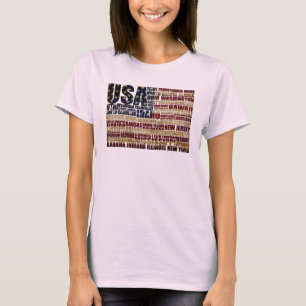 USA and their federal states in stars and stripes T-Shirt