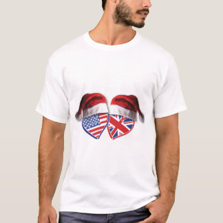 USA and UK Flag Heart Santas T-Shirt