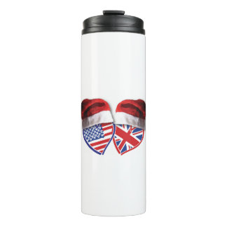 USA and UK Flag Heart Santas Thermal Tumbler