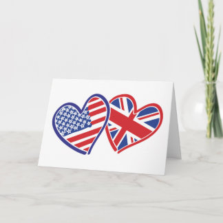 USA and UK Flag Hearts Card
