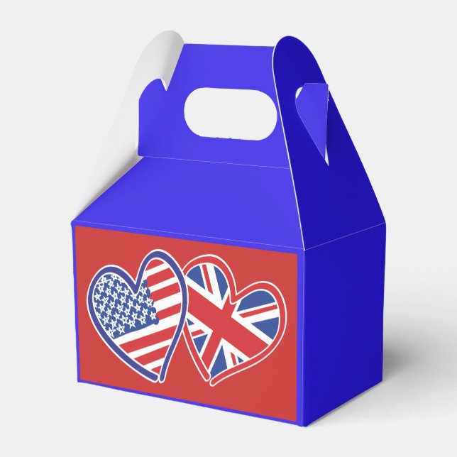 USA and UK Flag Hearts Favour Box (Back Side)