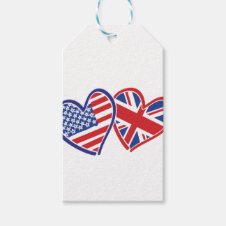 USA and UK Flag Hearts Gift Tags