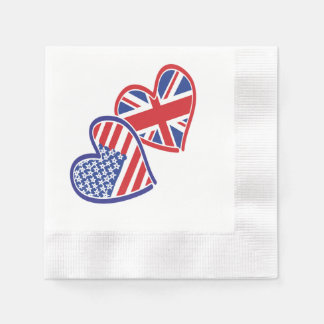 USA and UK Flag Hearts Napkin